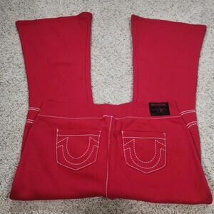 NEW True Religion Pull-On Flare Jeans Red Anniversary XL